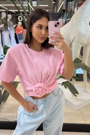 Rožinė su rože palaidinė