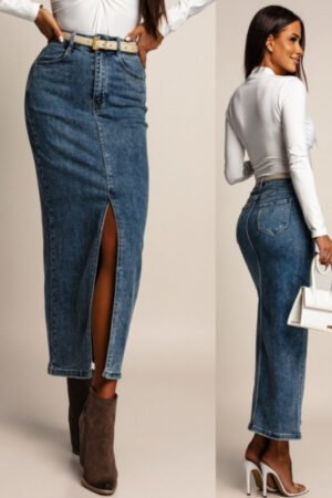 Ilgas džinsinis sijonas