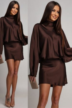 Elegantiška ruda „Moyette“ tipo mini suknelė su užrišamais kraštais