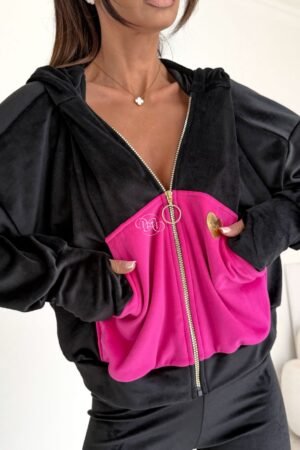 Aksel aksominis komplektas, juodas ir rožinis