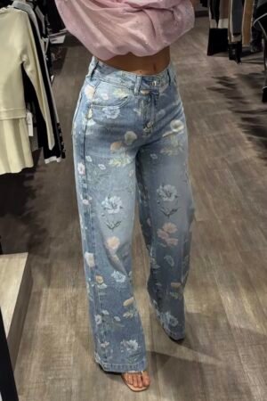 Gėlėti džinsai