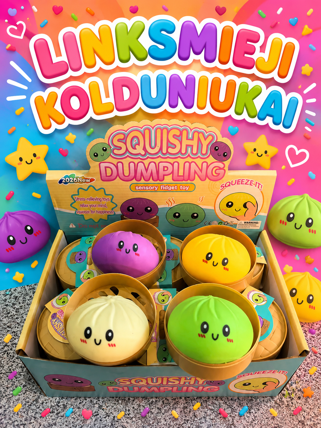 Minkomas žaislas antistresinis koldūnas dumpling (